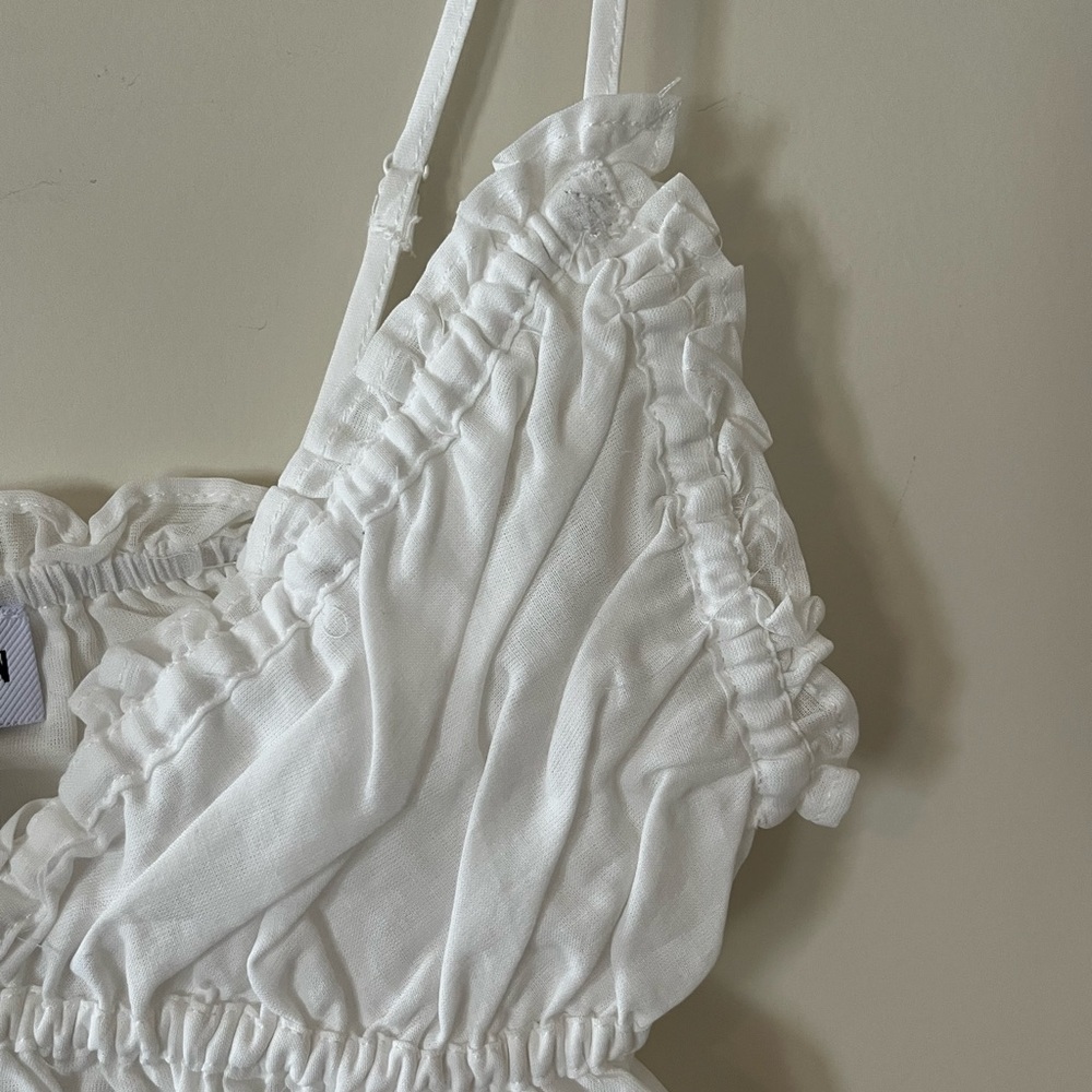 Steve Madden White Smocked Cotton Adjustable Straps Camisole Top Size Medium - Picture 13 of 14